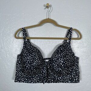Cacique Women Plus Size 42DDD Black White Bikini Top Lightly Lined Balconette